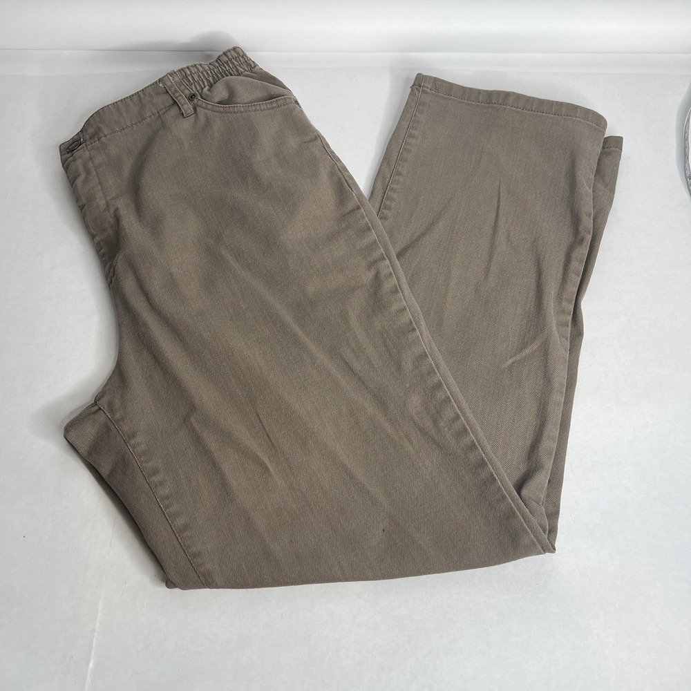 The Tog Shop Tan Denim Pants Elastic Sides 5 Pocket Jeans Pants 99% Cotton